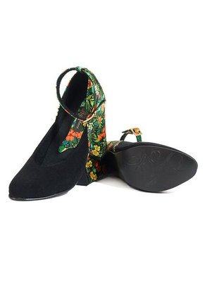 Tacón Negro Con Floral Ocai Debora