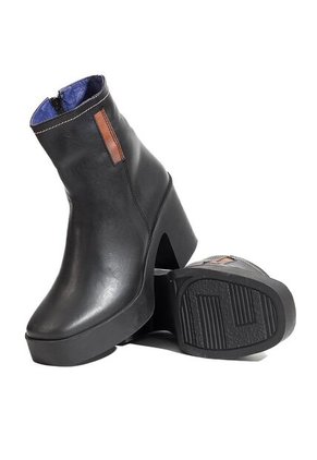 Botines En Cuero Mujer Negro Ocai Isabela