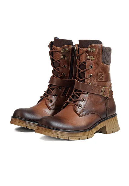 Bota En Cuero Mujer Café Ocai Terra