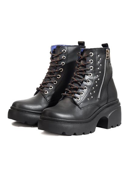 Bota En Cuero Mujer Negro Ocai Rebel