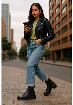 Bota Cuero Mujer Negro Luciana