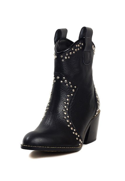 Botín Cuero Texano Negro Ocai Las Vegas