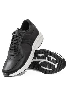 Tenis Cuero Premium Chunky Hombre Negro Grafito Ocai T207