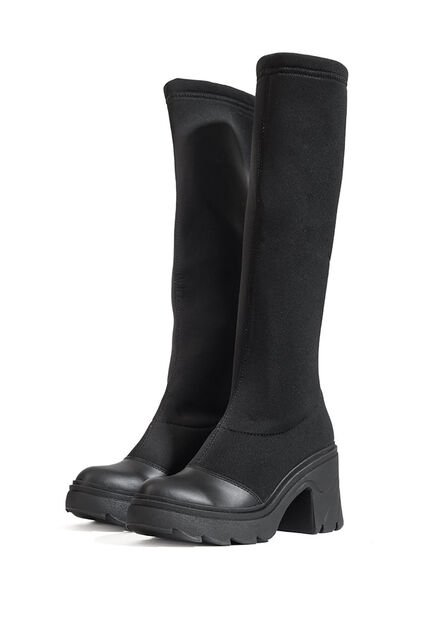 Bota En Cuero Tipo Media Mujer Negro Ocai Eclipse