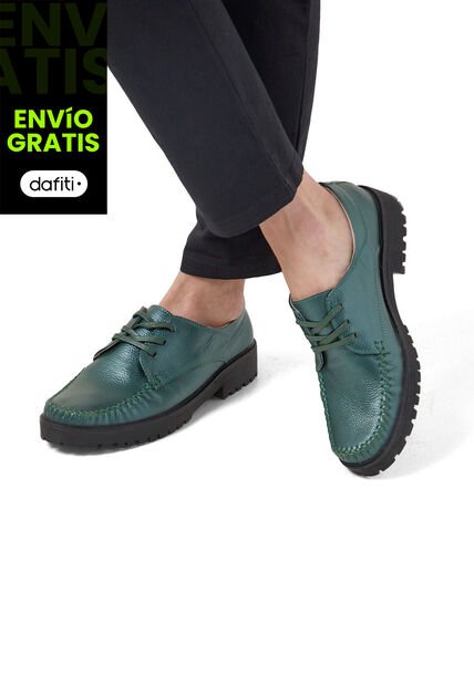 Zapatos Casuales Cuero Verde Ocai Linda 001