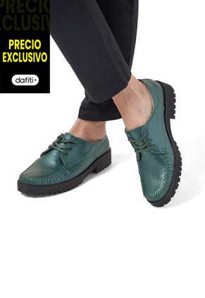 Zapatos Casuales Cuero Verde Ocai Linda 001