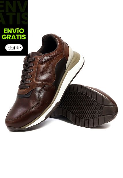 Tenis Cuero Hombre Coñac Ocai Atlanta