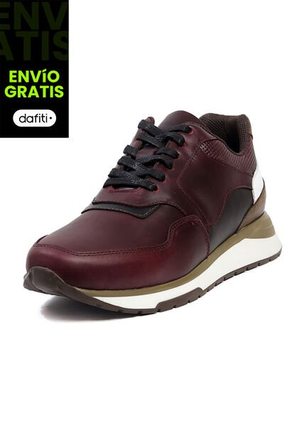 Tenis Cuero Hombre Vinotinto Ocai Atlanta 001