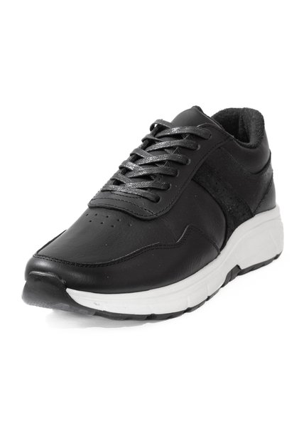 Tenis Cuero Premium Chunky Hombre Negro Grafito Ocai T207