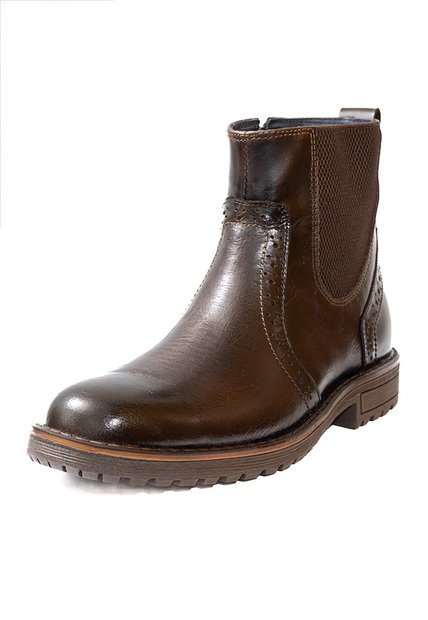 Botas Chelsea Cuero Genuino Hombre Café Oscuro Ocai B103