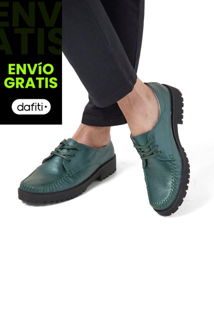 Zapatos Casuales Cuero Verde Ocai Linda 001