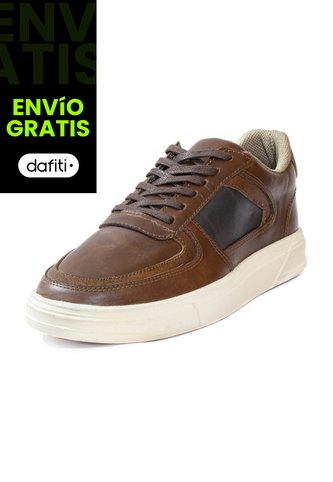 Tenis Cuero Premium Urbanos Hombre Café Camel Ocai T202 Ocai