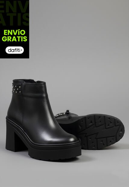 Botas Cuero Mujer Negro Chic