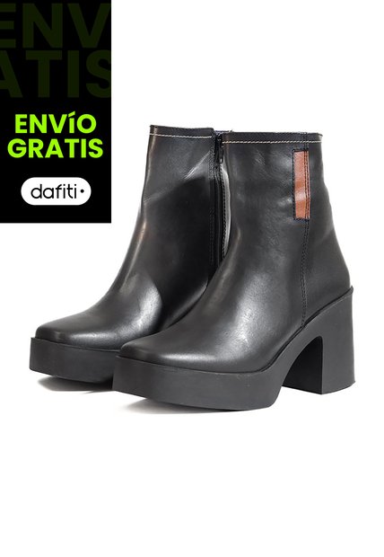 Botines En Cuero Mujer Negro Ocai Isabela