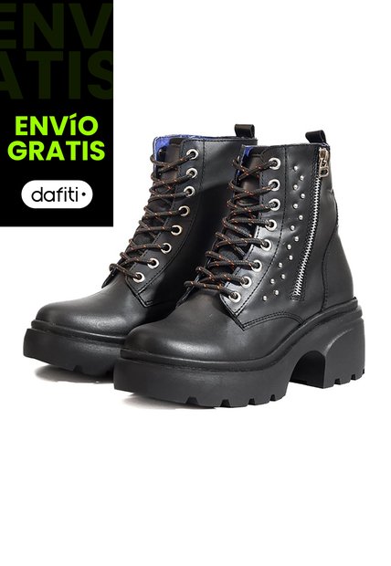 Bota En Cuero Mujer Negro Ocai Rebel