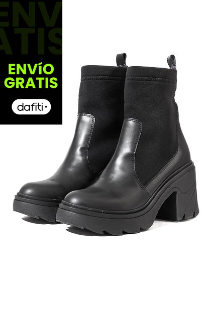 Bota En Cuero Tipo Media Mujer Negro Ocai Halsey