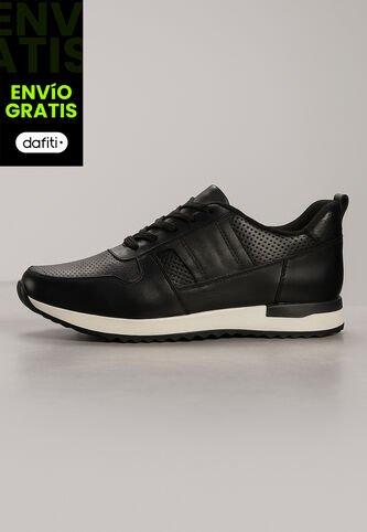 Tenis Cuero Para Hombre Negro Con Diseño Sofisticado Nero Ocai