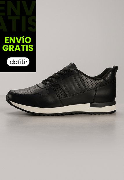 Tenis Cuero Para Hombre Negro Con Diseño Sofisticado Nero
