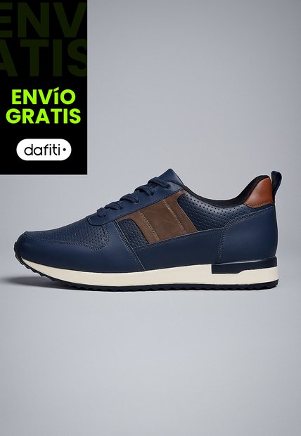 Tenis Cuero Para Hombre Azul Con Diseño Sofisticado Harrow