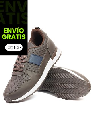 Tenis Cuero Hombre Café Azul Ocai Iván 001 Ocai