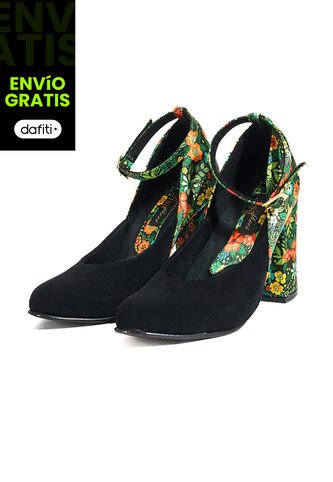 Tacón Negro Con Floral Ocai Debora Ocai