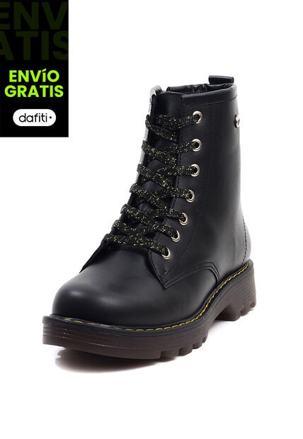 Bota Niña Casual Cuero Negro Ocai Valery