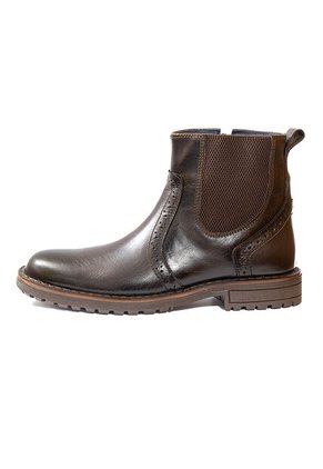 Botas Chelsea Cuero Genuino Hombre Café Oscuro Ocai B103