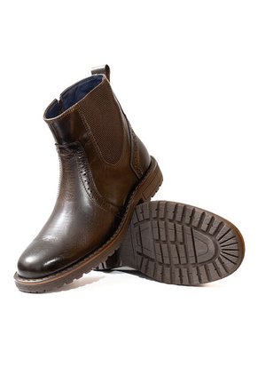 Botas Chelsea Cuero Genuino Hombre Café Oscuro Ocai B103