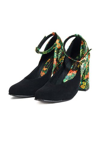 Tacón Negro Con Floral Ocai Debora Ocai