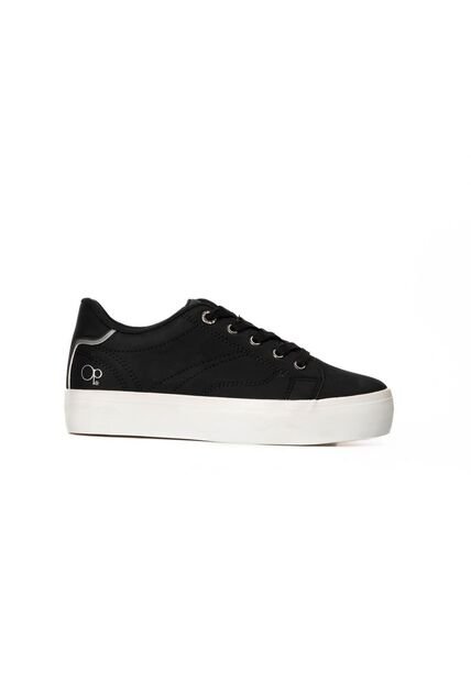 Tenis Para Mujer OP Serafina Vulcanizados Negro Con Blanco
