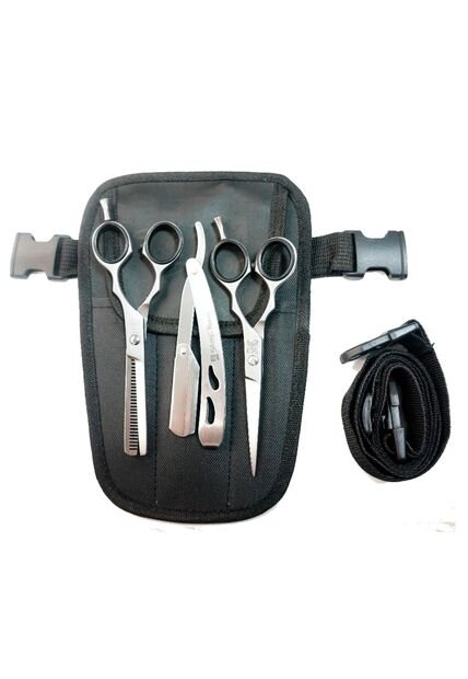 Set De Corte Barberia X3 Barbera Metalica Tijera Entresacadora Y Microdentada 6