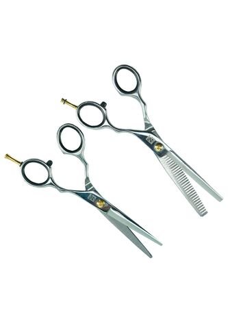 Kit Tijeras X2 Microdentada Y Entresacadora Strong Scissors Silver 55 Olivia Garden