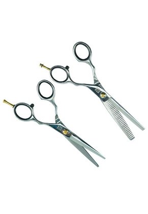 Kit Tijeras X2 Microdentada Y Entresacadora Strong Scissors Silver 55