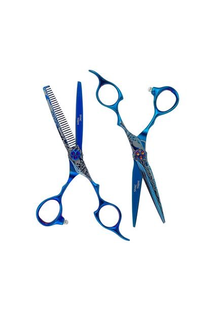 Set Tijera Deslizante + Tijera Entresacador Azul Cobalto 60