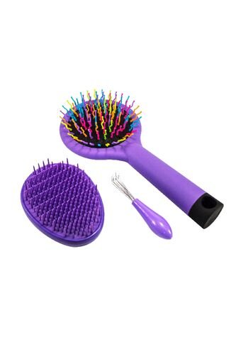 Kit Cepillo Arco Iris Con Espejo Y Limpiador Olivia Garden