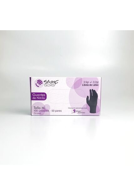 Guantes De Nitrilo Libre De Latex Talla M Strong Gloves Color Negro