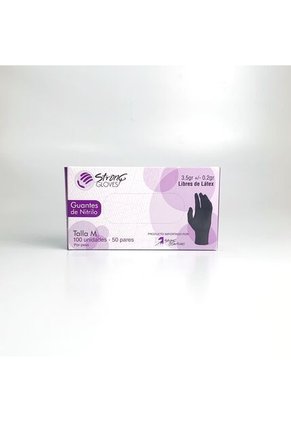 Guantes De Nitrilo Libre De Latex Talla M Strong Gloves Color Negro