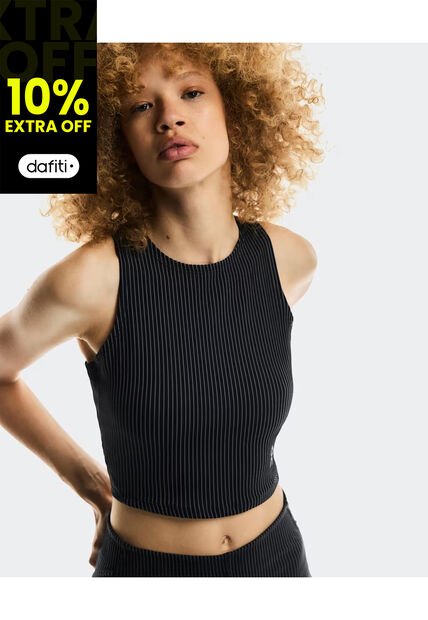 Crop Top All Day Ribbed Club-t 1WF30420080-L Negro