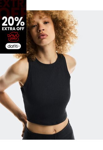 Crop Top All Day Ribbed Club-t 1WF30420080-L Negro ON RUNNING