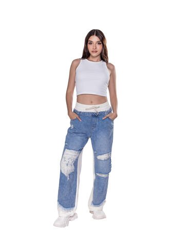 Jean Mujer Dreamer 5317 Azul Beige Origen ORIGEN