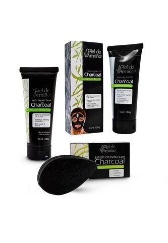 Combo # 4 Jabón Facial Con Charcoal Liquido 100g + Barra 100g +  Mascarilla Peel Off Con Charcoal 100g ORIGEN