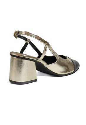 Tacón Casual Para Mujer Negro Dorado Origen Valentina