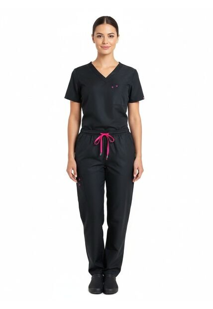 Uniforme Antifluido LS Negro Fucsia Mujer Origen