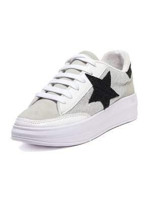 Tenis Mujer Plata Diseño De Estrella