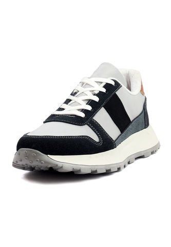 Tenis Cuero Hombre Negro Por Gris Origen I002 ORIGEN