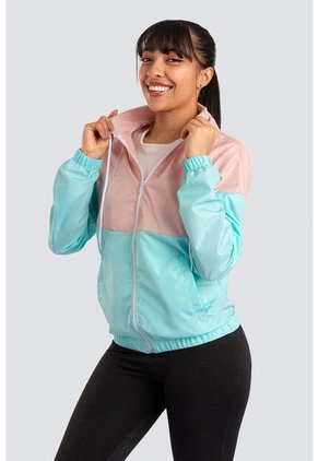 Chaqueta Rompevientos Mujer Rosa X Verde JM01
