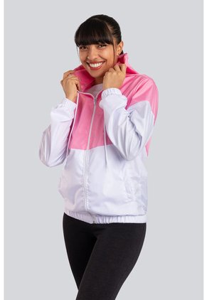 Chaqueta Rompevientos Mujer Rosa X Blanco JM01