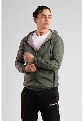 Chaqueta Rompevientos Forrada Hombre Verde JH02