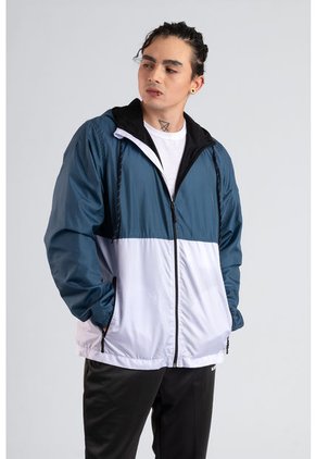 Chaqueta Rompevientos Forrada Hombre Azul X Blanco JH01