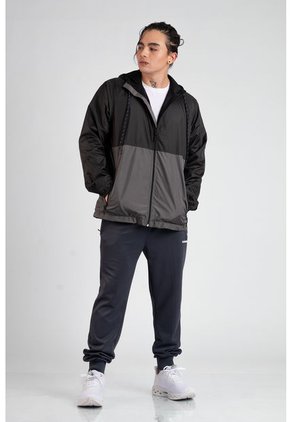 Chaqueta Rompevientos Forrada Hombre Negro X Gris JH01